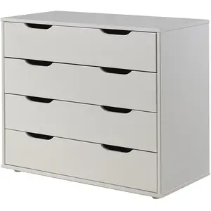 Comparateur de prix : Chiffonnier Charlotte - Vipack - Blanc - 4 tiroirs - Pin massif