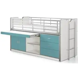 vipack Lit mezzanine Bonny 95 en MDF avec bureau intégré et rangements...