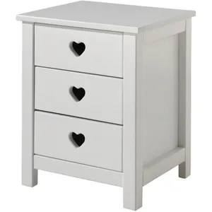 Comparateur de prix : Paris Prix Table de chevet Amori - Vipack - MDF vernis blanc - 3 tiroirs