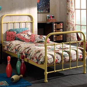 Comparateur de prix : Vipack Lit En Mtal New York Jaune 90 X 200 Cm