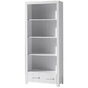 Comparateur de prix : Vipack Bibliothque Erik bois laqu blanc 3 tablettes et 1 tiroir L87xH205cm