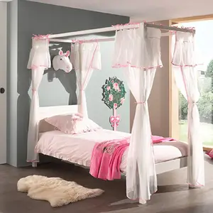 Lit enfant 90 x 200 cm tête de lit lapin rose - VIPACK pas cher