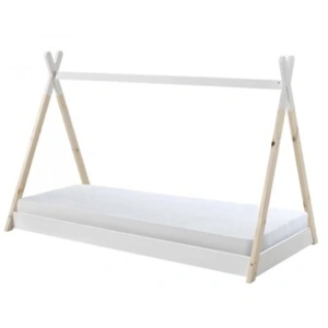 vipack Lit TIPI blanc-naturel avec matelas pas cher