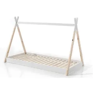 Comparateur de prix : vipack Lit cabane tipi en bois massif avec sommier 90x200cm CHARLES blanc Taille unique