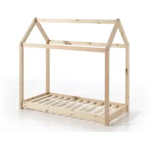 vipack Lit cabane en bois massif avec sommier 70x140cm EDOUARD brut Taille unique pas cher