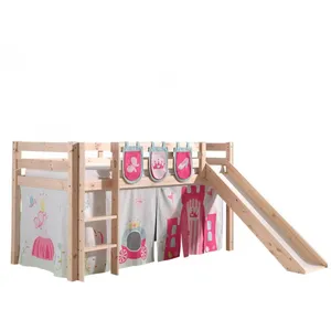 VIPACK Bed, Scandinavian, Pine, and, Textile, Brun, Single