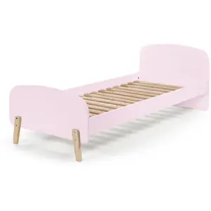 Comparateur de prix : No Name Lit enfant 90x200 cm bois vieux rose et pieds pin massif clair Kiddy