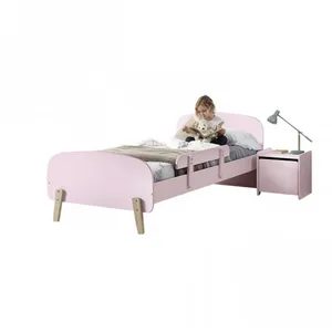 Comparateur de prix : Kiddy Lit 90x200 cm + barrière de lit + chevet en pin rose - kidly