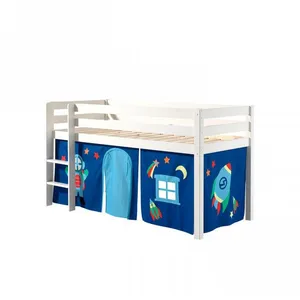 Lit mi-hauteur Charlotte en pin massif avec tente de lit Astro - Vipack pas cher