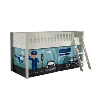 VIPACK Lit mezzanine enfant SCOTT Police blanc 90x200 cm pas cher