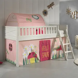VIPACK Lit mezzanine enfant rideau SCOTT Spring 2 pièces blanc 90x200 cm