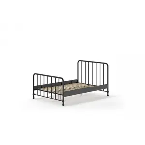 vipack Lit enfant bronxx 140x200cm noir mat pas cher
