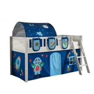 vipack Lit Enfant Tente, Tunnel & 3 Pochettes "scott Astro" 90x200cm Blanc
