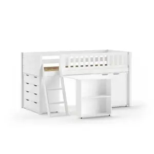 Comparateur de prix : vipack Lit Scott Bureau 2 Commodes Blanc
