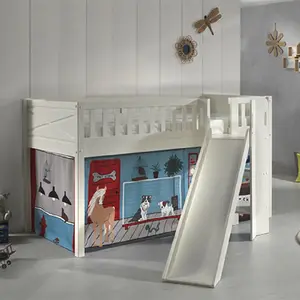 vipack Lit Enfant Toboggan & Tente "scott Pet Shop" 90x200cm Blanc