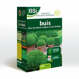 Comparateur de prix : BSI - Engrais Bio Buis - Feuillage Etincelant Et Vert Fonçé - Action Longue Durée - 4Kg - Jusqu'A 40 M² - Uab