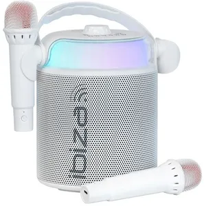 Lecteur Karaoké portable Ibiza Karahome avec 2 micros Blanc pas cher