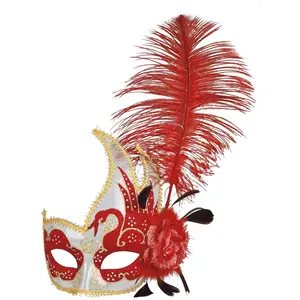 RueDeLaFete Masque Loup Plume Rouge pas cher