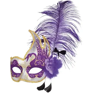 RueDeLaFete Masque Loup Plume Violet pas cher