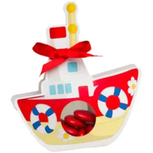 RueDeLaFete Ballotin Bateau rouge avec plexi pas cher