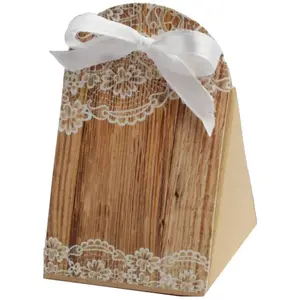 RueDeLaFete Ballotin pochette Bois et Dentelle 5cm pas cher