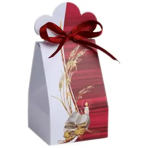 RueDeLaFete Ballotin carton Bible et bougie, blanc/bordeaux pas cher