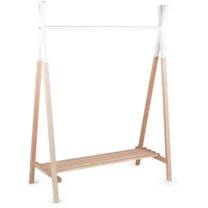 Comparateur de prix : Portant Tipi CHILDHOME - Hêtre Naturel et Blanc - Penderie et Étagère - Dimensions 107x48x137cm