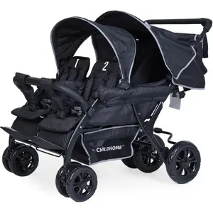 CHILDHOME Poussette Quadruple noire habillage pluie,housse de protection