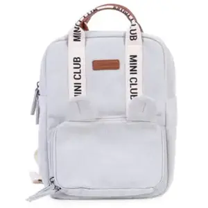 Childhome Sac à dos enfant Mini Club signature canvas off white pas cher