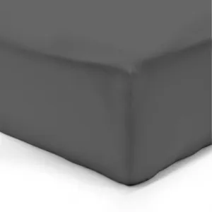 Vision - Drap housse Anthracite - 180x200cm - 100% coton pas cher