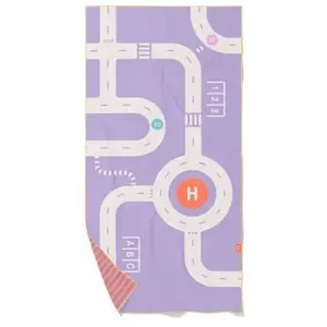 Comparateur de prix : Quut Serviette de plage 2 en 1 Circuit Lavande (140 x 70 cm)