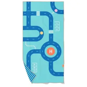Comparateur de prix : Quut Serviette de plage 2 en 1 Circuit Bleu (140 x 70 cm)