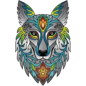 Gigamic Puzzle 180 pièces : Rainbow Wooden Puzzle LOUP pas cher