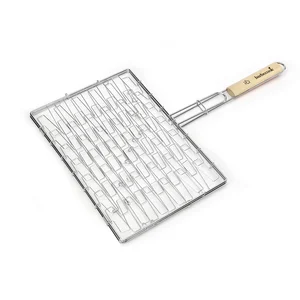 Comparateur de prix : Barbecook Grille barbecue élastique 40x 28 cm, Acier Chromé/Bouleau FSC, Argent