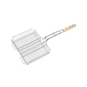 Comparateur de prix : Grille double réglable - BARBECOOK - 31,5x25x5 cm - Bois FSC et métal - Charbon