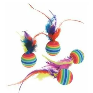Jouet Chat - Flamingo lot de 4 Balles Rainbow Multicolore - Ø 3 cm pas cher