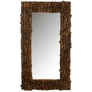 Comparateur de prix : J-Line Miroir Syma Bois Recycle/Miroir Noir/Naturel Large TU