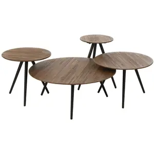 Comparateur de prix : Hellin Lot de 4 Tables Basses en Bois "Teck" 70cm Naturel