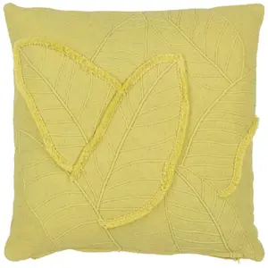 Comparateur de prix : J-Line Coussin Feuilles Coton Vert Citron TU