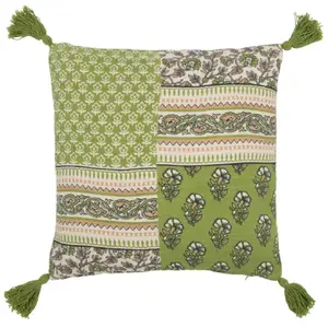 Coussin Déco à Pompons "Avocado" 45x45cm Vert