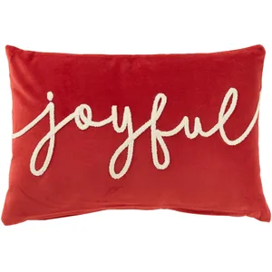 Comparateur de prix : J-Line Coussin Rectangle Joyful Velours Rouge/Blanc TU