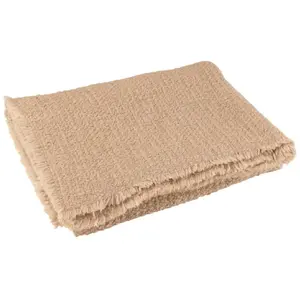 Comparateur de prix : PARIS PRIX Plaid uni effiloché 130x180cm beige