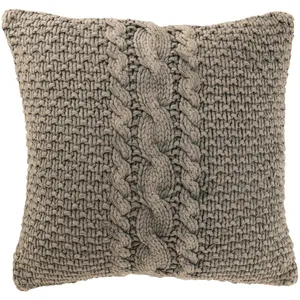 PARIS PRIX Coussin en tricot tressé helena 50x50cm gris