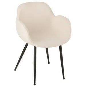 PARIS PRIX Chaise repas 53x58x80,5 cm en tissu effet laine blanche pas cher