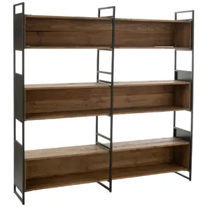 Comparateur de prix : J-Line Étagère Bois Recyclé/Métal Noir/Naturel Large TU