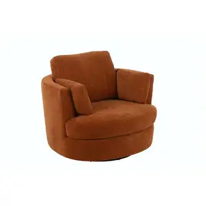 Comparateur de prix : HELLIN Fauteuil pivotant rond 109x100x89 cm en tissu rouille