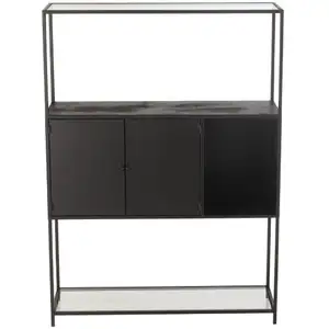 Comparateur de prix : Hellin Bibliothèque en métal noir et verre 2 portes
