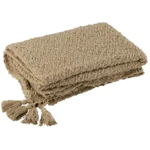 Comparateur de prix : J-Line Plaid Floches Coton Beige Foncé 1 PLACE