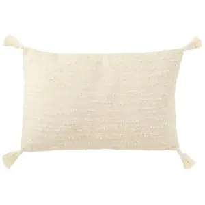 Comparateur de prix : J-Line Coussin Rectangle+Floches Coton Crème TU