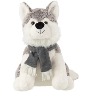 J-Line Peluche husky écharpe 40cm gris pas cher